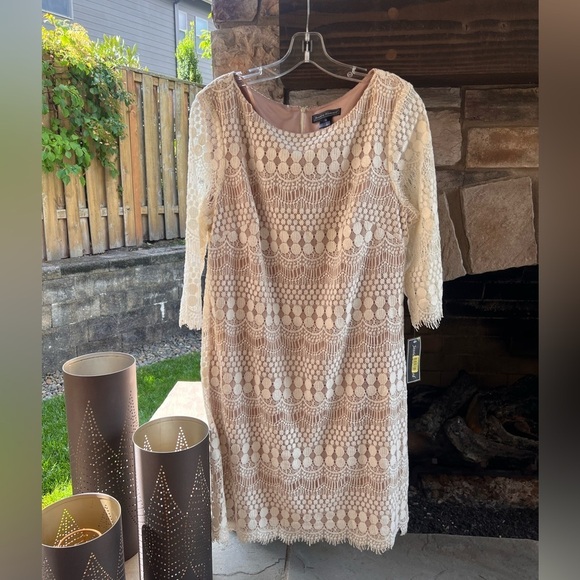 NWT Jessica Howard Lace Overlay Cream Dress Size 16 - Picture 7 of 9